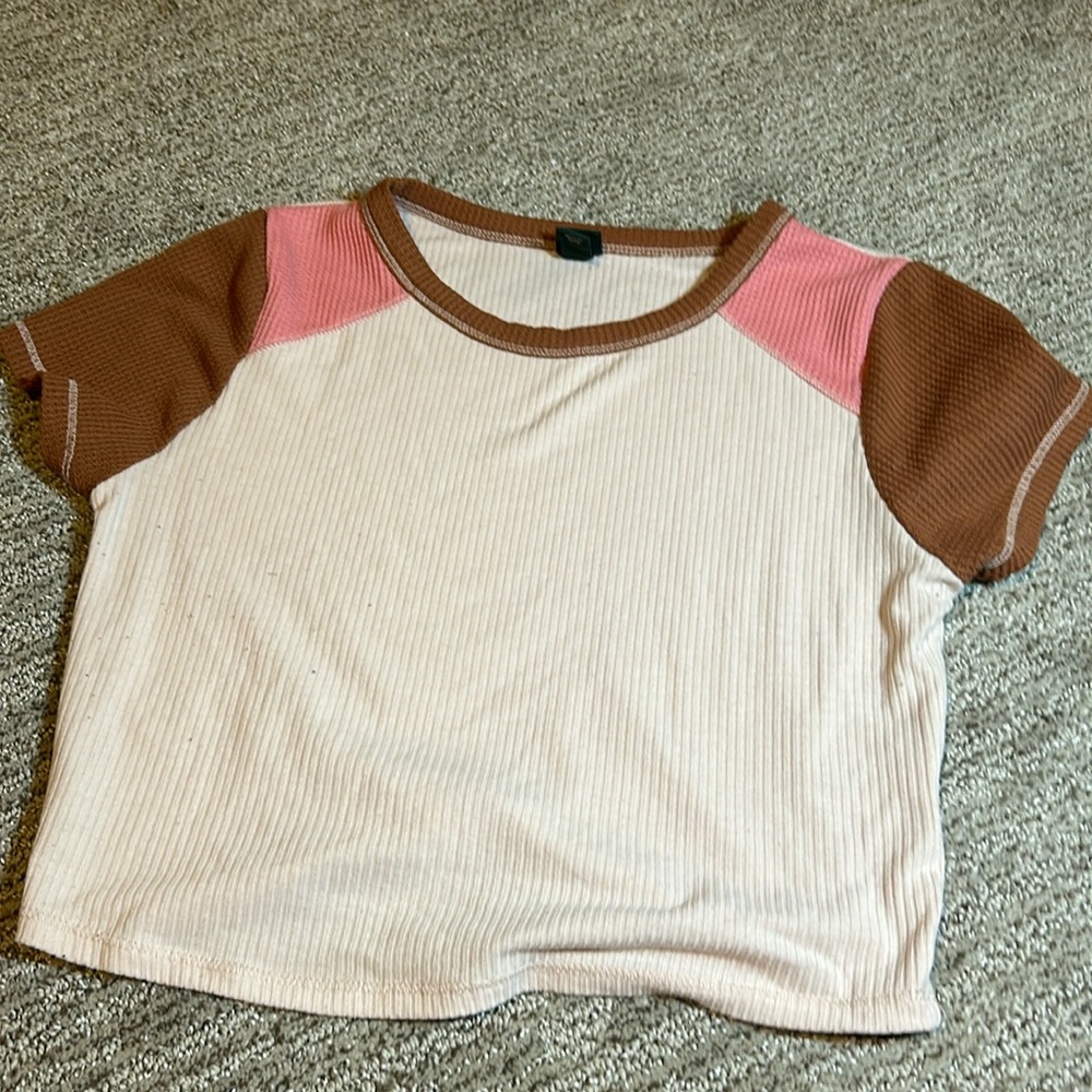 Brown/ bright pink/ light pink shirt sleeve shirt